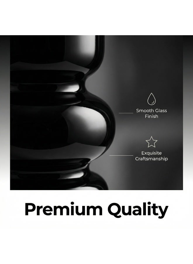 Black Glass Vase 18CM - Modern Decorative Flower Vase for Home Office - Image 5